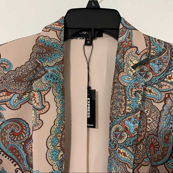 Express Paisley Notch Collar Boyfriend Blazer XS. - Picture 6 of 13